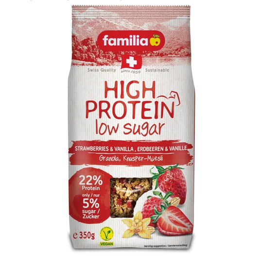 Familia High Protein Low Sugar Strawberries & Vanilla Granola.